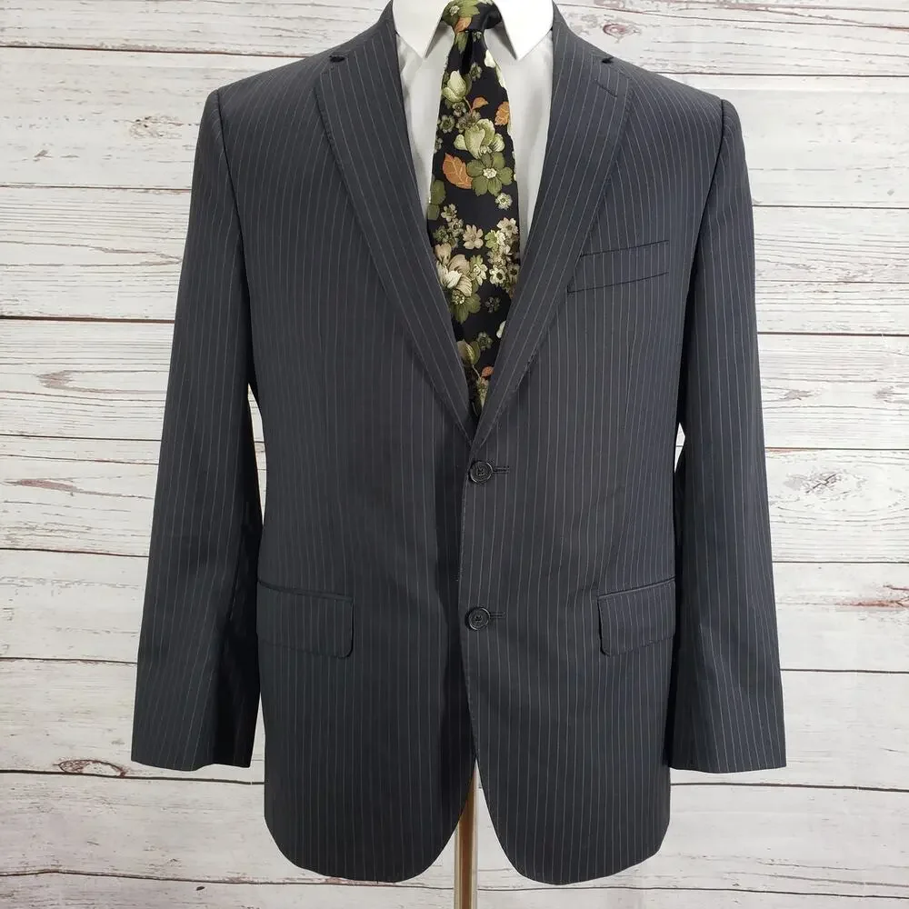 Daniel Cremieux Loro Piana Wool Dark Gray Striped Blazer Sportscoat 42R